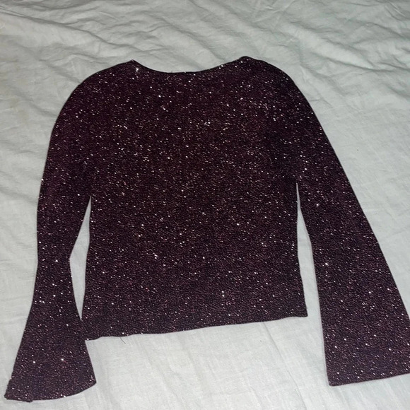 MSK Pink Sparkly Flare Arm Long Sleeve Medium - Picture 5 of 5